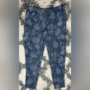 Lucky Brand Women's Lounge Jogger Pants Size Small Blue White Floral